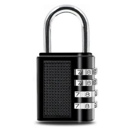 NOVOTEND - Candado Resistente de 4 dígitos para locker, cadenas, puerta, Candado de combinación de 4 dígitos en color negro, Candado para maleta de viaje, Cerradura de equipaje, etc.