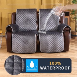 LUFEIJIASHI Non Slip Recliner Couch Covers for 2 Cushion Couch Sofa Reclining, Waterproof Recliner Sofa Covers 2 Seat, Velvet Reclining Couch Covers for Furniture Protector for Dogs Pets Dark Grey