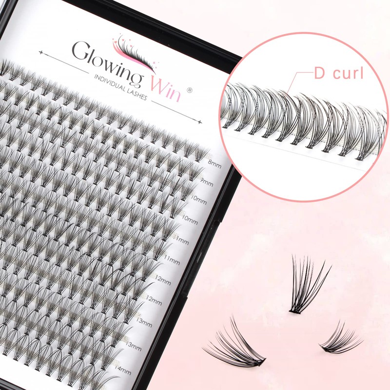 Glowingwin Cluster Lashes 228 PCS Individual Lashes Natural Look False