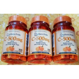 Puritan's Pride Timed Release VITAMIN C-500 mg Bioflavonoid & Rose Hip 3 x 100 = 300 Caplet 2/26