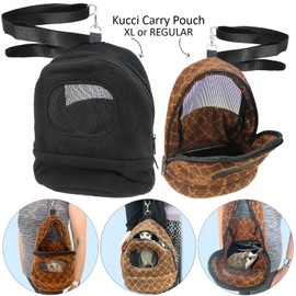 Kucci Carry Pouch - Fleece Travel Bonding Carrier Bag - for Sugar Gliders, Squirrels, Marmosets, Hamsters, Rodents, Rats, Reptiles & Other Small Pets (Regular)