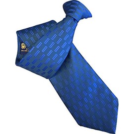 Men's Blue Rectangle Dotted Check Design Clip On Neck Tie