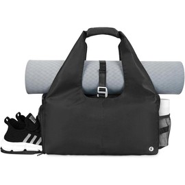 Yoga Gym Bags for Women with Shoes Compartment & Wet Dry Storage Pockets & Adjustable Yoga Mat Holder,  Pending - Color: Black