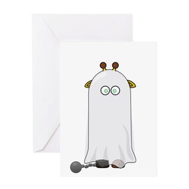 CafePress Giraffe Dressed Up As Ghost Greeting Cards Folded Greeting Card Matte