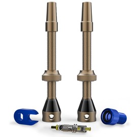 Shredr. Tubeless Valve Set | Presta Valves for Tubeless Tyres | Super Light Aluminium Colourful Anodised French Valve | Includes Valve Adapter, Replacement Valve and Tool (Bronze, 60 mm)