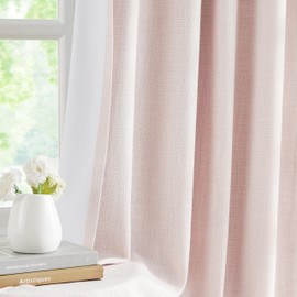 WEST LAKE 112 Inch Pink Bailey Pinch Pleated Blackout Curtains with Liner,Extra Long Modern Linen Textured Drape with Hook,Thermal Insulated Window Treatment for Bedroom Living Room,60"Wx112"L,1 Panel