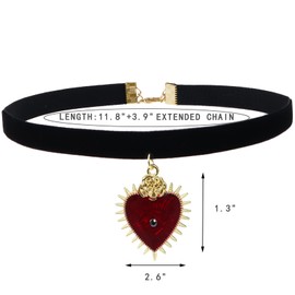 iuviwey Victorian Gothic Black Velvet Choker Necklace with Intricate Heart Pendant for Women (BLACK01G)
