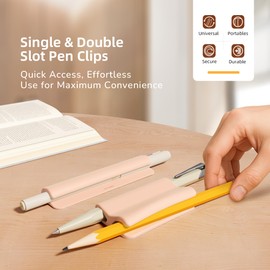 6-Pack Silicone Pen Holder with Single & Double Slots,Self-Adhesive Design for Desk,Wall, Fridge,Whiteboard,Clipboard,Anti-slip texture Pen Clip for Home,School,Office and Teacher Supplies,Pink