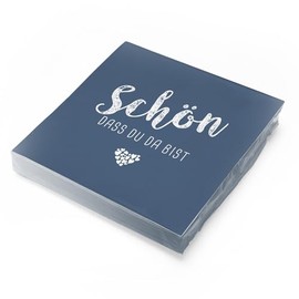 itenga Servietten Sch√∂n dass du da bist 30 x 30cm 3-lagig 20 St√ºck f√ºr Kommunion Konfirmation Hochzeit Taufe und andere Feiern (dunkelblau)
