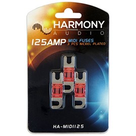 Harmony Audio HA-MIDI125 Car Stereo Fuseholder 3 Pack 125 Amp MIDI Fuses - Nickel Plated