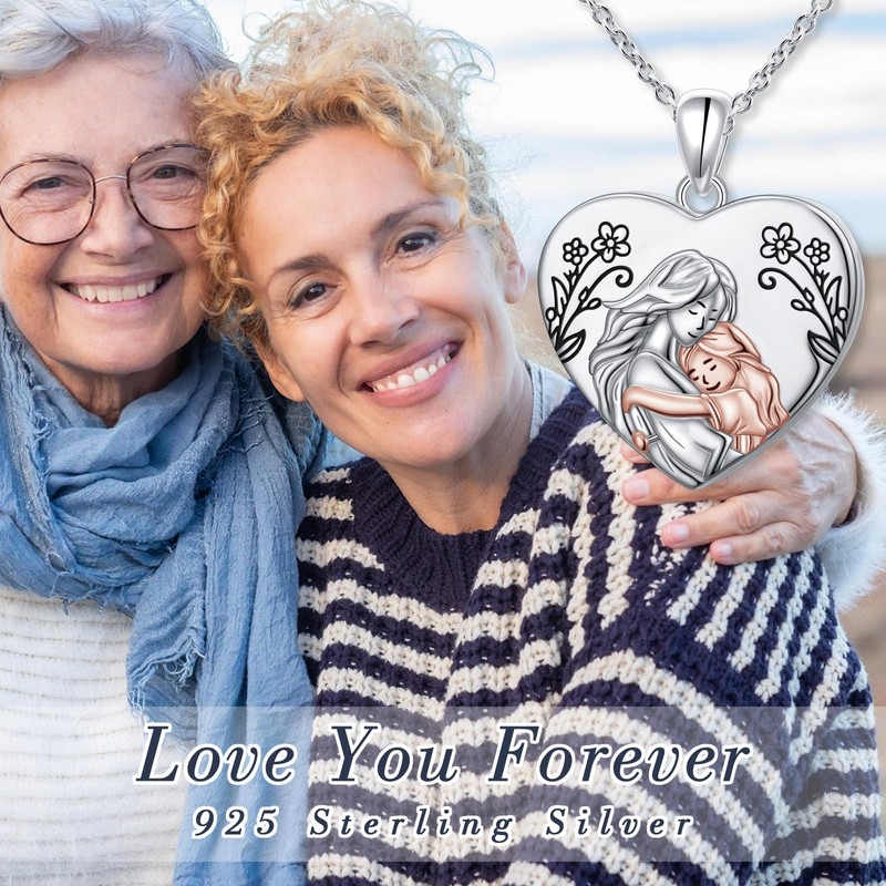 Sterling Silver Mother Daughter Heart Locket Necklace That Holds Pictures