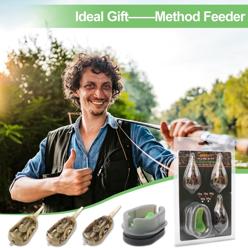 Method Feeder, 3-Piece Fishing Inline Feeder Set, Carp Accessories with