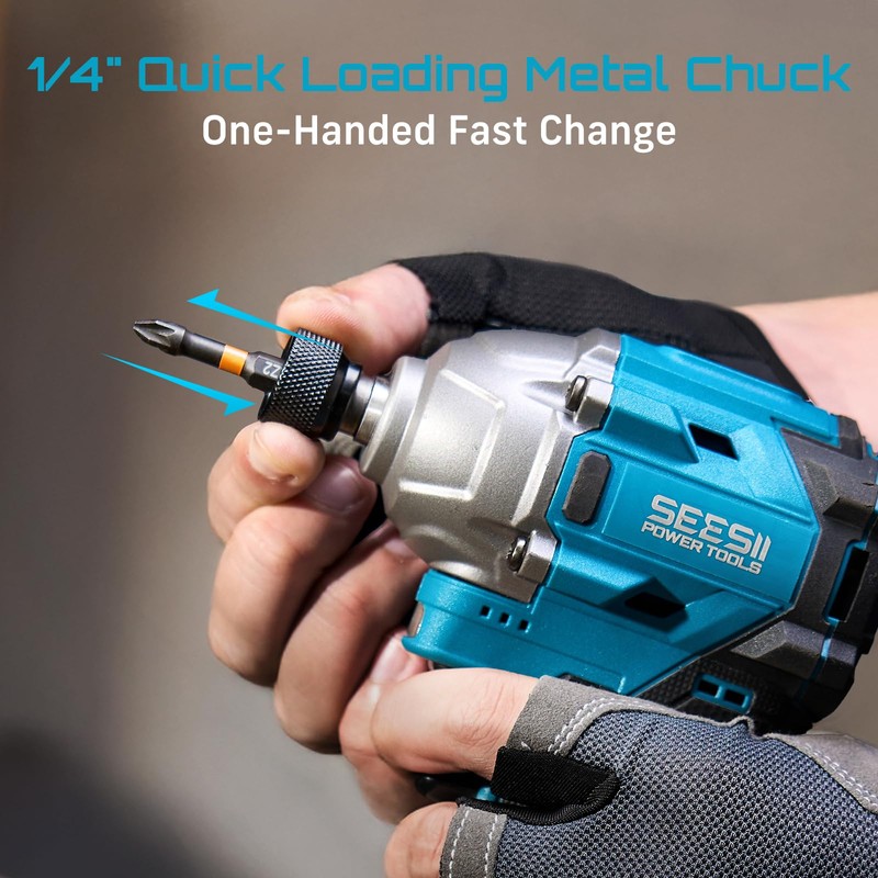 SEESII 16.8V Impact Driver Kit, 1/4" Hex Cordless Impact Driver