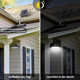 Qoolife Solar Lights for Outdoor Indoor Hanging 4500 mAh 3 Colour/4 Modes LED Solar Pendant Lights with Remote Control, IP66 Waterproof USB Charging Solar Lights Pendant Light for Outdoor Garden with 5 m Cable