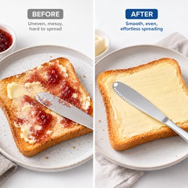 3-in-1 Stainless Steel Butter Knife for Spreading – Cheese, Jam and Cream Spreader for Breakfast Tables