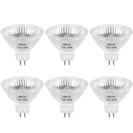 Blakapoo MR16 35W Halogen Bulb 12V 2 Pin GU5.3 Base Dimmable Light High Output for Landscape Lights,Track Lights,Desk Lamps,Fiber Optics (Pack of 6)