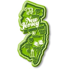 New Jersey Premium State Magnet by Classic Magnets, 1.6" x 3.5", Collectible Souvenirs Made in The USA