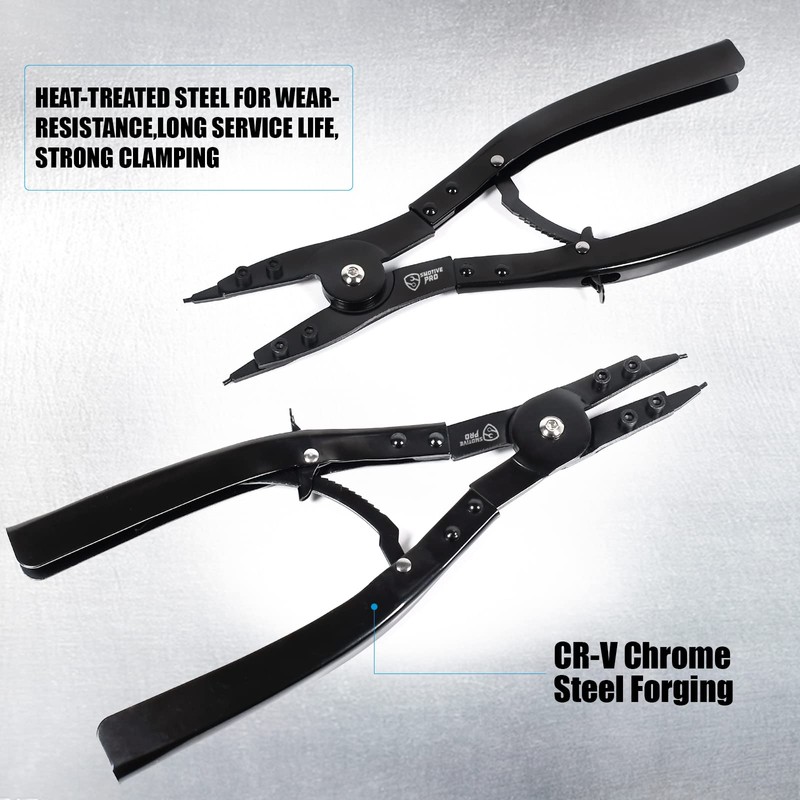 SMOTIVEPRO 16" Snap Ring Pliers Set，2 Piece Internal and External