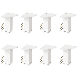 Kukicu ✮ Furniture Feet White ✮ Legs for Furniture – Set of 8 – Height: 100 mm – Square Profile: 40 x 40 mm – Screws Included