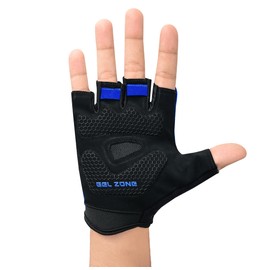 Trazant Half Finger Cycling Gloves Anti-Slip Bike Gloves Gel Padded Shock Absorbing Bicycle Riding Gloves for Men and Women (Blue-Black, Small)