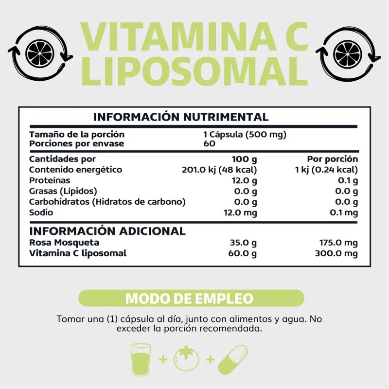 Vitamina Liposomal 300 Rosa Mosqueta Capsulas Antioxidante Vitaminas Mujer Hombre
