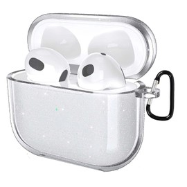 AirPods 3 Case Cover Shine Glitter, Soft TPU Protective Case Skin Compatible with AirPod 3rd Generation 2021, Shockproof, Upgrade TPU Durable Earbuds Case, Wireless Charging, Front LED Visible