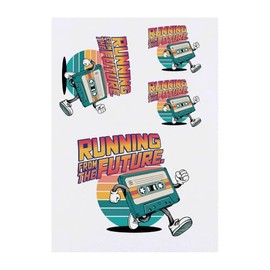 4 x 'Running From The Future' Temporary Tattoos - Water Resistant, Skin-Safe, Non-Toxic Transfers, Mixed Sizes (TO00082960)