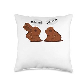 Easter Chocolate Theme Brand Chocolate Bunny Easter Basket Funny My Butt Hurts Throw Pillow, 16x16, Multicolor