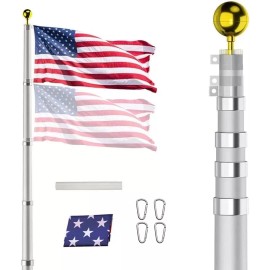 EEZ RV Products 20FT/25FT Retractable Aluminum Flagpole - 25FT
