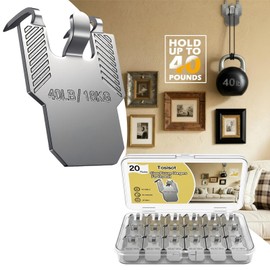 Tosisot 20 Pack Picture Hangers for Drywall, 40 lbs Max Load Heavy Duty Claw Picture Hangers, No Damage Hooks for Drywall &Plaster Wall, Nail-free Mirror/Poster/Frame Hanging Kit for Home&Office Decor