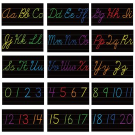 Alphabet Bulletin Board Set - 15 PCS ABC Wall Decorations Cursive Alphabet Line for Classroom Wall for Pre School Elementary Classroom Homeschool, Playroom Bedroom Decorations (Cursive Colors)