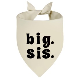 Agroon Big Sister Dog Bandana Beige XLarge 1PCS, Adjustable Triangle Scarf, Pregnancy Announecment, New Baby for Family.