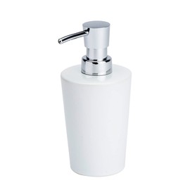 WENKO Coni Soap Dispenser, Ceramic, White/Silver, 9.2 x 7.8 x 16.4 cm