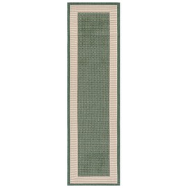 SAFAVIEH Washable Rug Outdoor Courtyard Collection - 2'3" x 12' Runner, Dark Green & Beige, Non-Shedding & Easy Cleaning, Ideal for Patio, Entryway, Mudroom, Hallway, Kitchen (CY7987-32221)