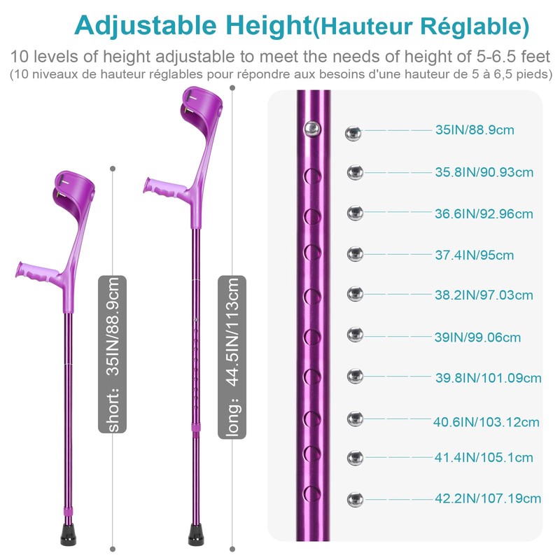Antdvao Forearm Crutches Pair Folding Forearm Crutches Anti-Drop Cuff Reduces