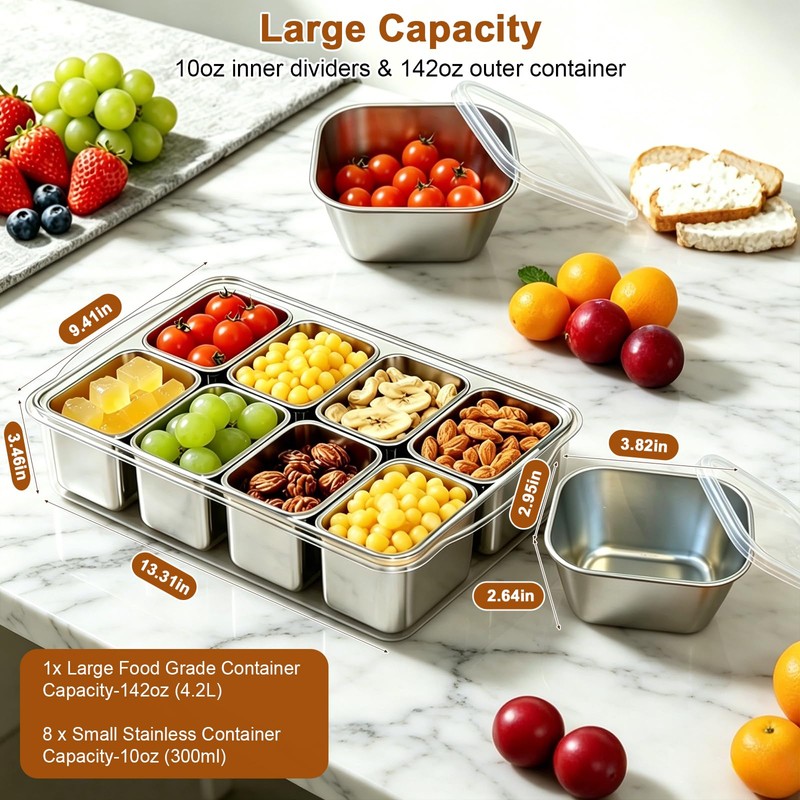 Stainless Steel Snackle Box Container, Dishwasher Safe Snack Box with