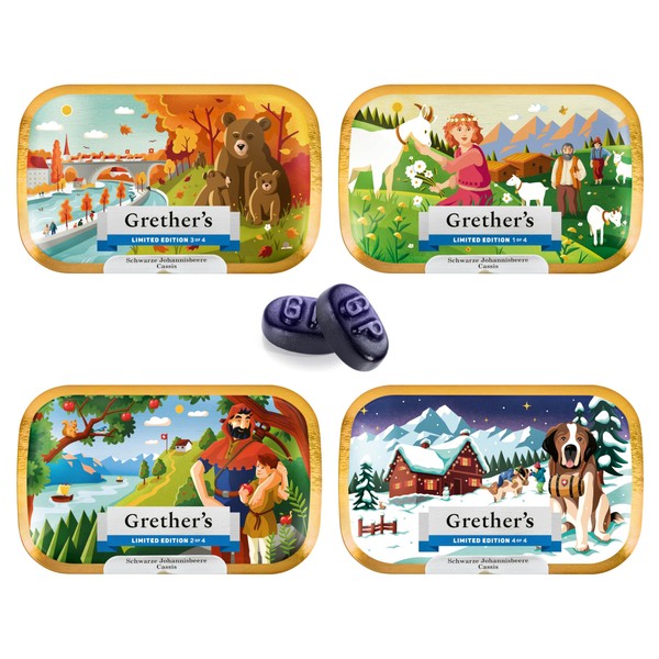 GRETHER'S Limited Edition Collectibles Sugarfree Blackcurrant Pastilles Remedy for Dry
