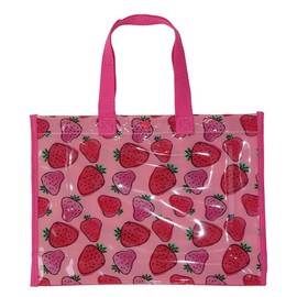 Teddy Pool Bag, Beach Bag, Girls, Boys, Children, Waterproof, Swimming, Vinyl, Transparent, Tote Bag, Bag170 (F: Strawberry/Pink)