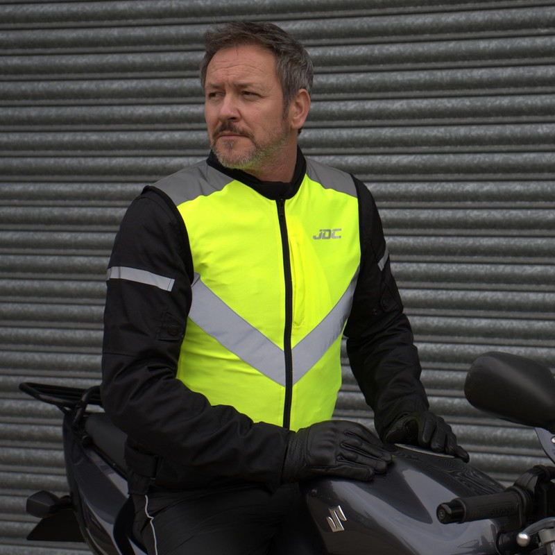 JDC Motorcycle Hi Vis Vest High Visibility Zipper Safety Reflective