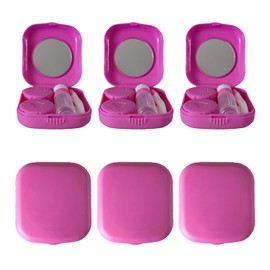 Kuanfine 6 Pack Contact Lens Case Kit Cute Travel Contact Case, All-In-One Soak Storage Container with Mirror Bottle Tweezers Contact Applicator（Rose Red）