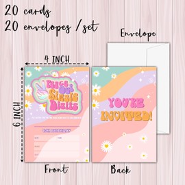 10th Birthday Invitations, Peace Out Single Digits Birthday Party Invitation Card Boy Girl, Rainbow and Daisy Birthday Party Favors & Celebration Supplies (20 Set of Invitations with Envelopes) -C16