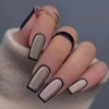 RikView Black Press on Nails Medium Fake Nails Matte Acrylic