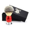 Synthetic Hair Shaving Brush Red & Silver with Classic Box