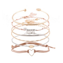 XOCARTIGE Charm Bracelets Set Bohemian Multiple Layered Beaded Bracelet for Women Delicate Chain Bracelet Bangle Cuff (Multicolor)