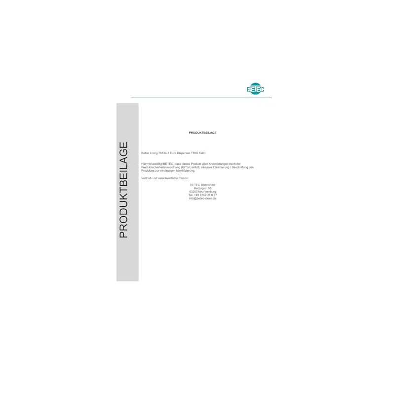 Better Living 76334-1 Euro Trio 3 Shower Liquid Dispenser with