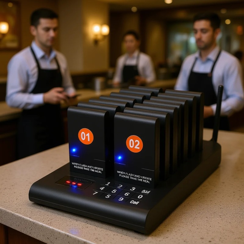 Wireless Restaurant Pager System 16 Buzzers Vibration Flashing Beepers For