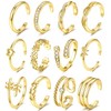 Sanfenly 12Pcs Gold Plated Toe Rings for Women Non Tarnish
