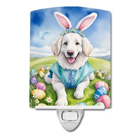 Caroline's Treasures Kuvasz Easter Egg Hunt Ceramic Night Light Compact, UL-Certified, Ideal for Bedroom, Bathroom, Nursery, Hallway, Kitchen, 6x4x3, Multicolor