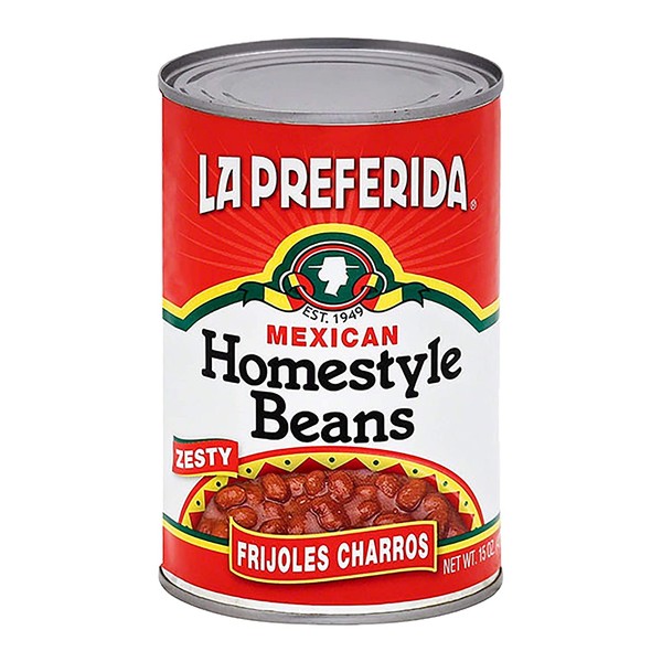 La Preferida Mexican Foods Homestyle Beans | Frijoles Charros | 15 OZ (Pack of 3)