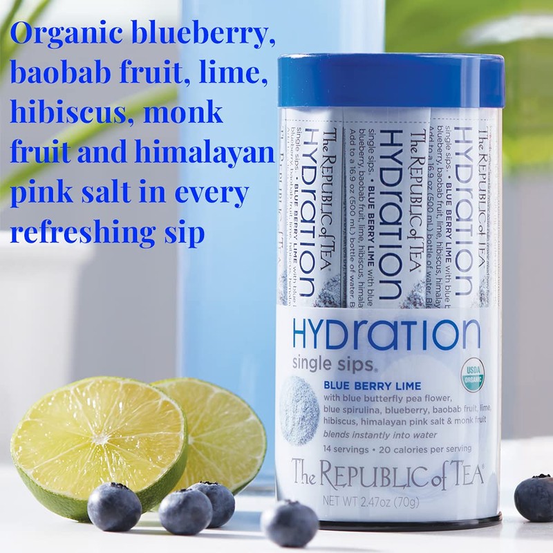The Republic of Tea Hydration Blue Berry Lime Single Sips,
